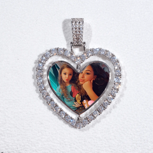 3D Spinning 2-Faced Heart Custom Picture Pendant