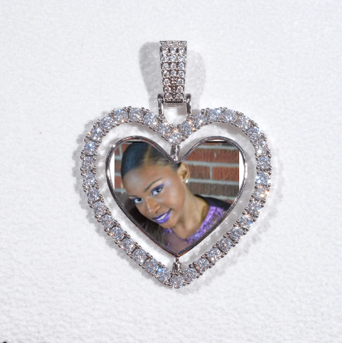 3D Spinning 2-Faced Heart Custom Picture Pendant