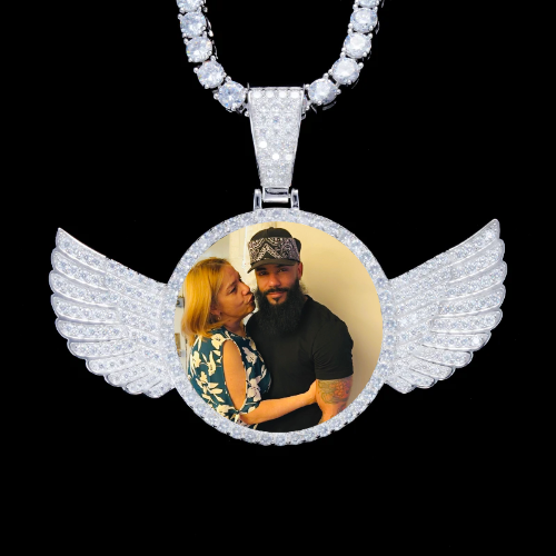 925S & VVS Moissanite 3D Wing Custom Picture Pendant
