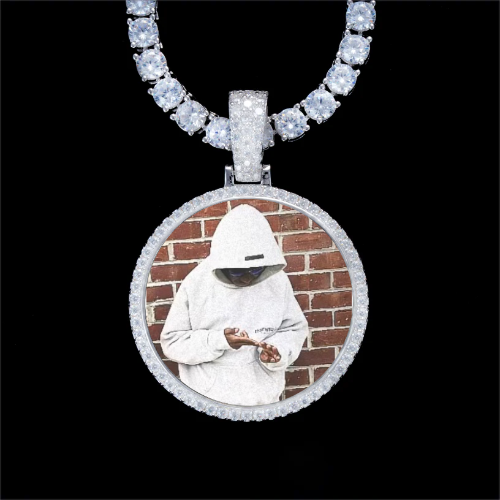 925S & VVS Moissanite 3D Circle Custom Picture Pendant