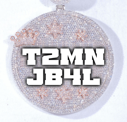 CUSTOM LETTER NECKLACE 3D BIG CROWN DISC