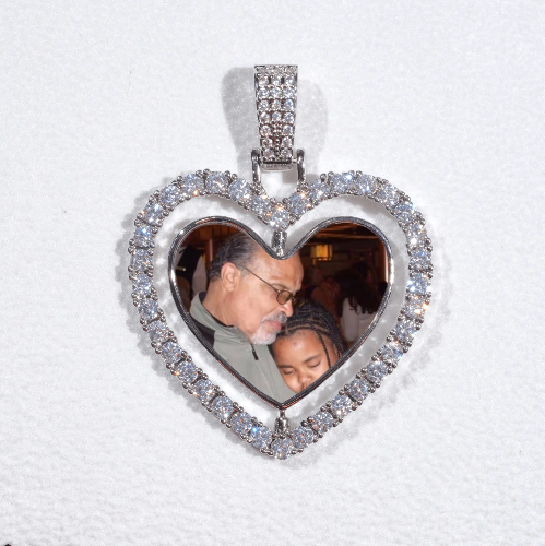 3D Spinning 2-Faced Heart Custom Picture Pendant
