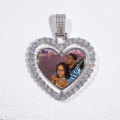3D Spinning 2-Faced Heart Custom Picture Pendant