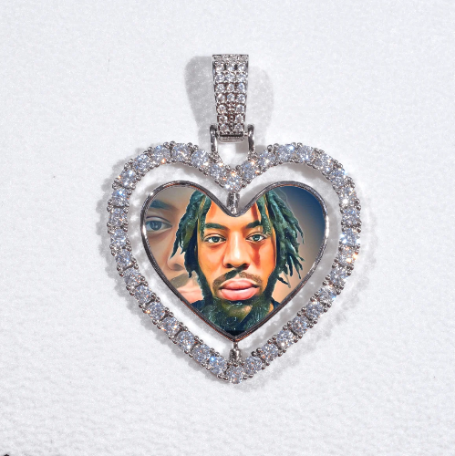 3D Spinning 2-Faced Heart Custom Picture Pendant