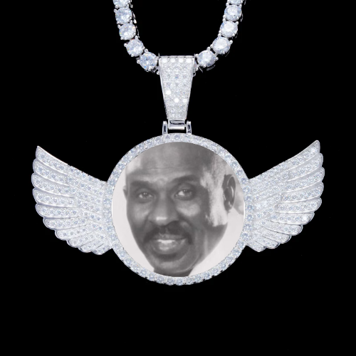 925S & VVS Moissanite 3D Wing Custom Picture Pendant