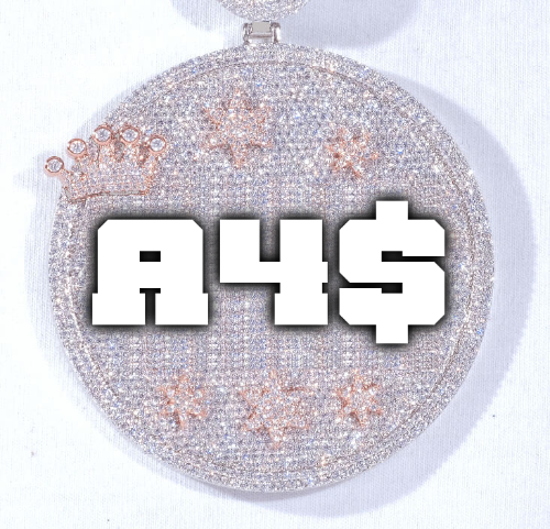 CUSTOM LETTER NECKLACE 3D BIG CROWN DISC