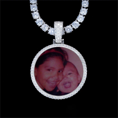 925S & VVS Moissanite 3D Circle Custom Picture Pendant