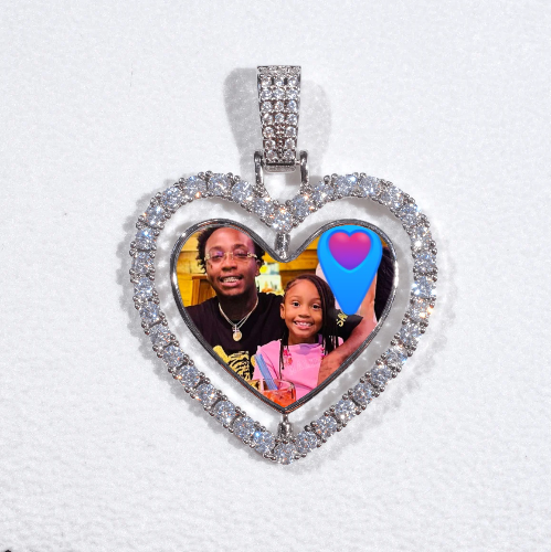 3D Spinning 2-Faced Heart Custom Picture Pendant