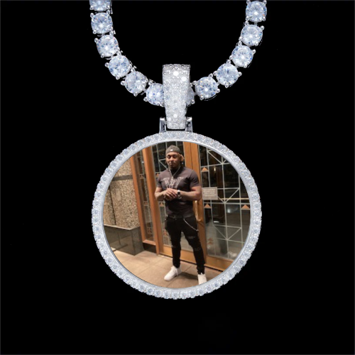 925S & VVS Moissanite 3D Circle Custom Picture Pendant