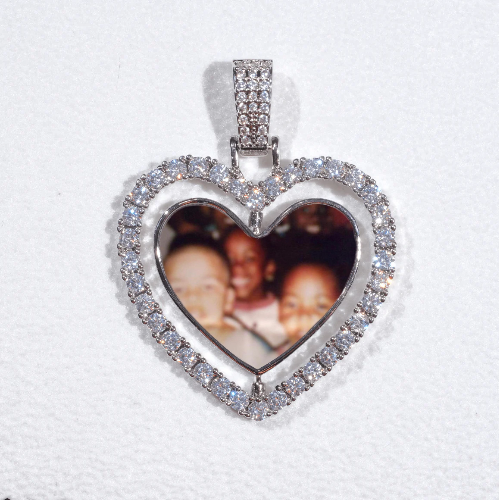 3D Spinning 2-Faced Heart Custom Picture Pendant