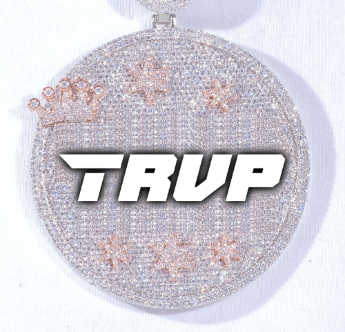 CUSTOM LETTER NECKLACE 3D BIG CROWN DISC