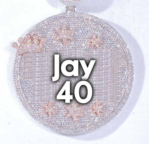CUSTOM LETTER NECKLACE 3D BIG CROWN DISC