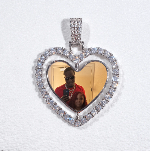 3D Spinning 2-Faced Heart Custom Picture Pendant