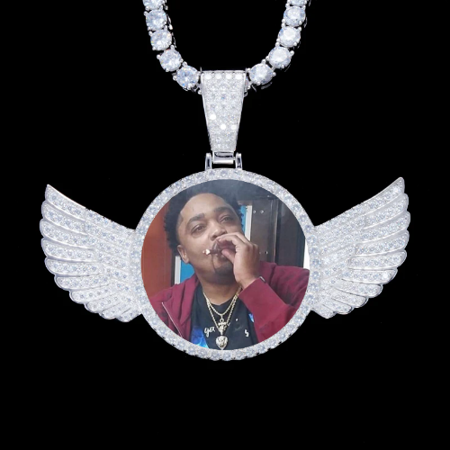 925S & VVS Moissanite 3D Wing Custom Picture Pendant