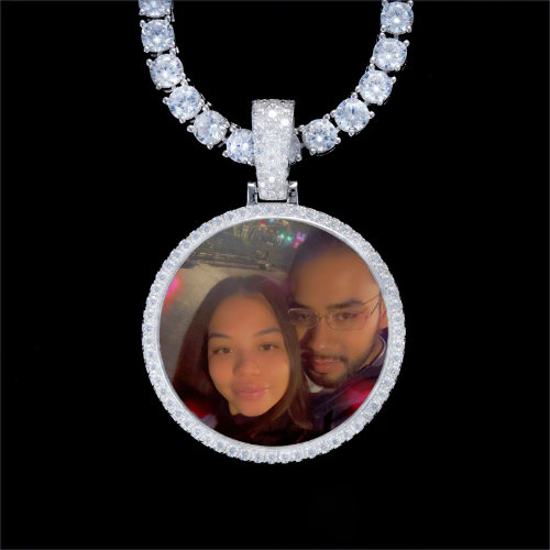 925S & VVS Moissanite 3D Circle Custom Picture Pendant
