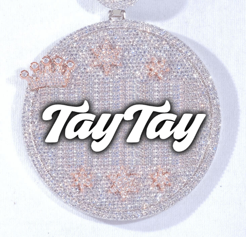 CUSTOM LETTER NECKLACE 3D BIG CROWN DISC