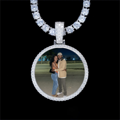 925S & VVS Moissanite 3D Circle Custom Picture Pendant
