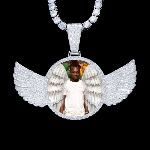 925S & VVS Moissanite 3D Wing Custom Picture Pendant