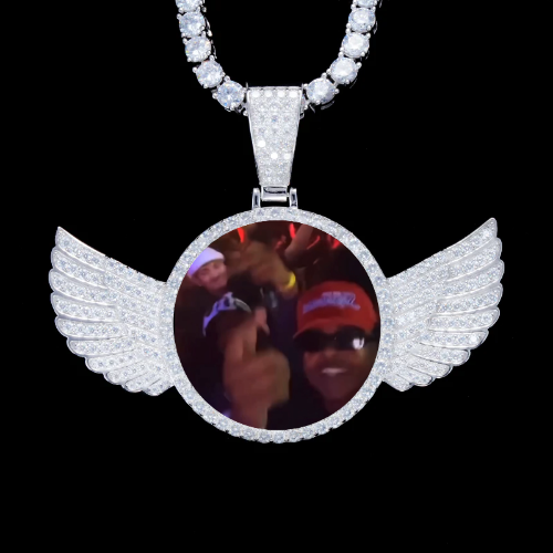 925S & VVS Moissanite 3D Wing Custom Picture Pendant