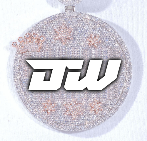 CUSTOM LETTER NECKLACE 3D BIG CROWN DISC