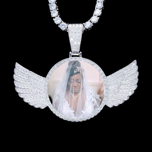 925S & VVS Moissanite 3D Wing Custom Picture Pendant