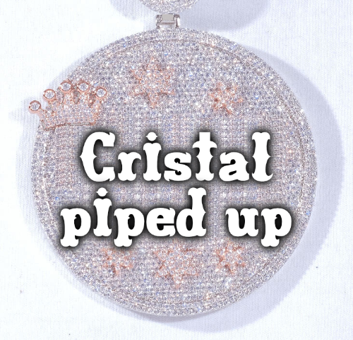 CUSTOM LETTER NECKLACE 3D BIG CROWN DISC
