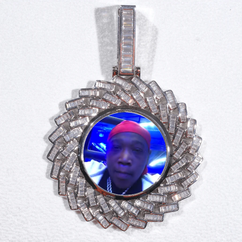 Large 3D Baguette Custom Picture Pendant