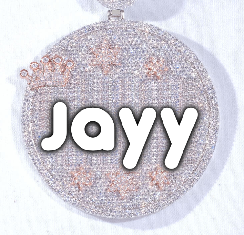 CUSTOM LETTER NECKLACE 3D BIG CROWN DISC