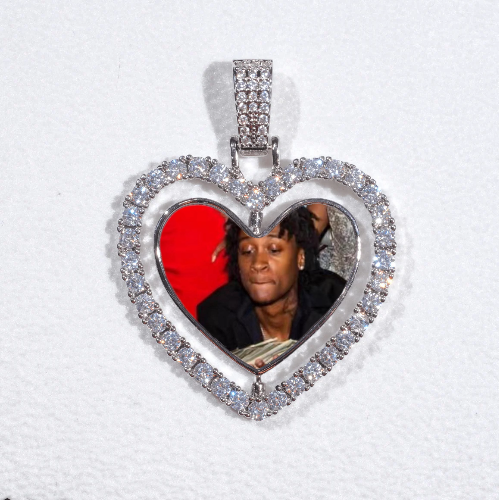 3D Spinning 2-Faced Heart Custom Picture Pendant