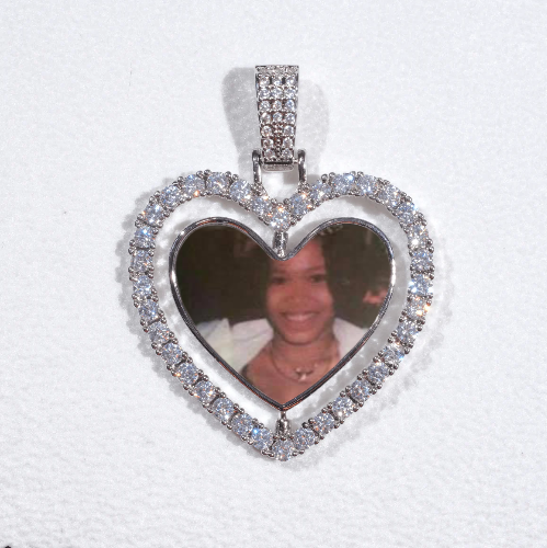 3D Spinning 2-Faced Heart Custom Picture Pendant