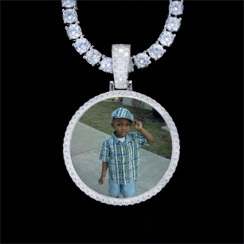 925S & VVS Moissanite 3D Circle Custom Picture Pendant