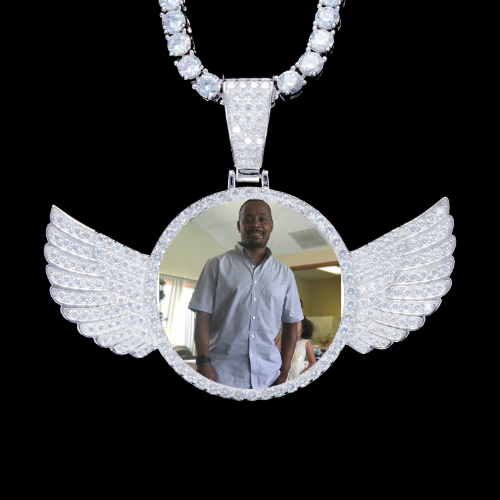 925S & VVS Moissanite 3D Wing Custom Picture Pendant