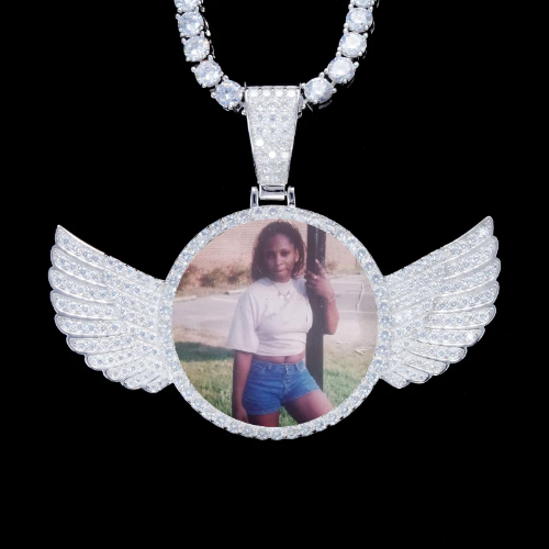 925S & VVS Moissanite 3D Wing Custom Picture Pendant