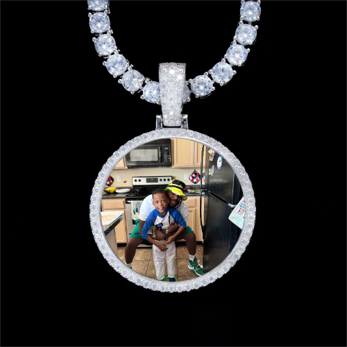 925S & VVS Moissanite 3D Circle Custom Picture Pendant