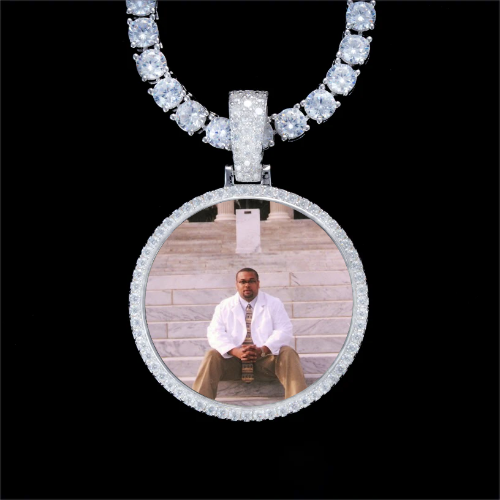 925S & VVS Moissanite 3D Circle Custom Picture Pendant