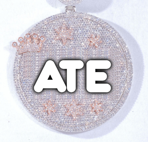 CUSTOM LETTER NECKLACE 3D BIG CROWN DISC