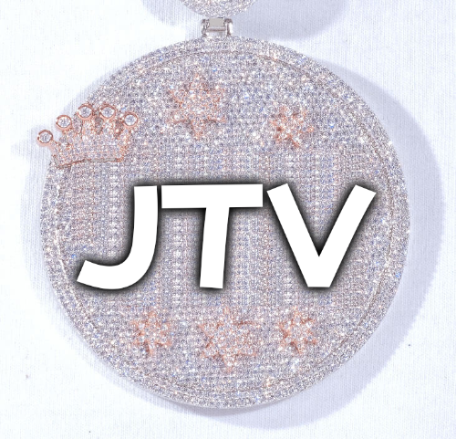 CUSTOM LETTER NECKLACE 3D BIG CROWN DISC