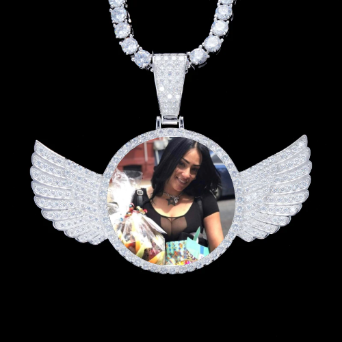 925S & VVS Moissanite 3D Wing Custom Picture Pendant