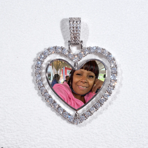 3D Spinning 2-Faced Heart Custom Picture Pendant