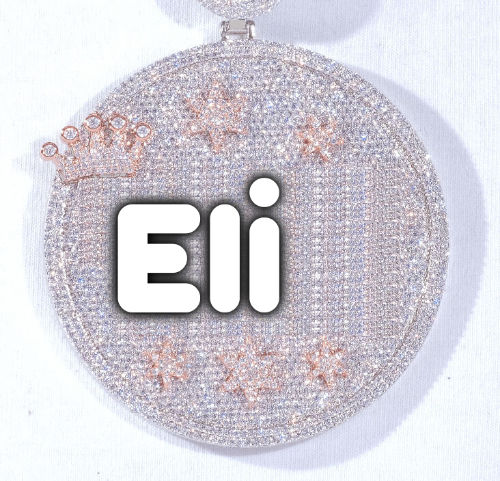 CUSTOM LETTER NECKLACE 3D BIG CROWN DISC