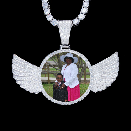 925S & VVS Moissanite 3D Wing Custom Picture Pendant