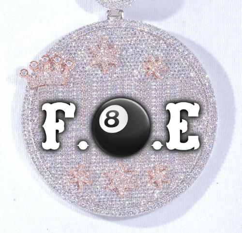 CUSTOM LETTER NECKLACE 3D BIG CROWN DISC