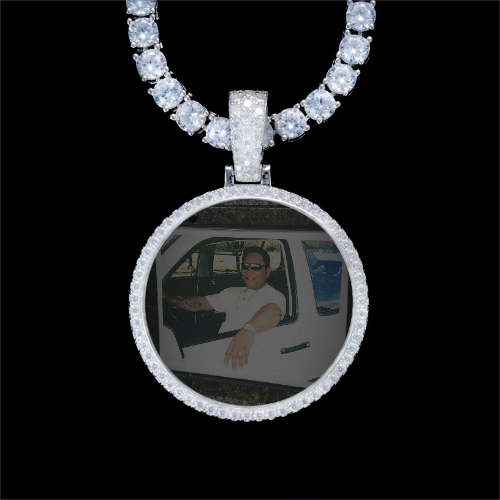 925S & VVS Moissanite 3D Circle Custom Picture Pendant