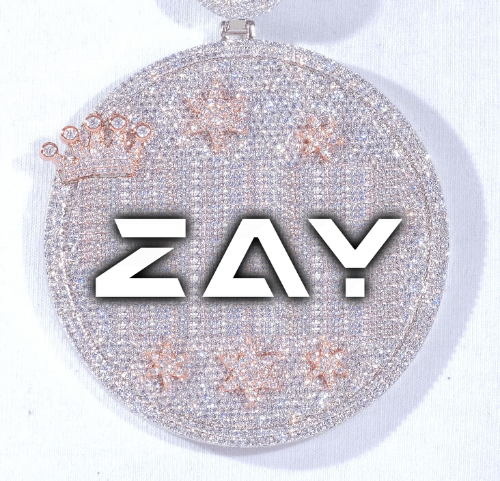 CUSTOM LETTER NECKLACE 3D BIG CROWN DISC