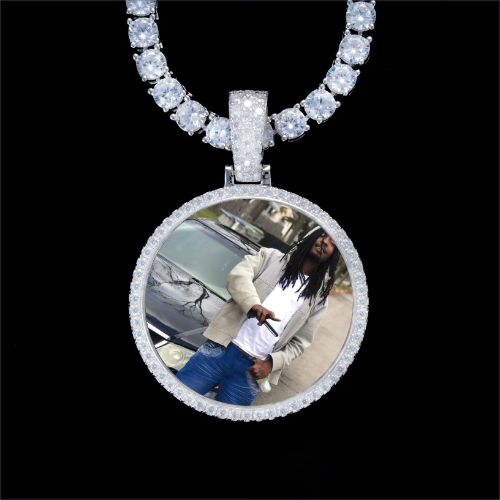 925S & VVS Moissanite 3D Circle Custom Picture Pendant