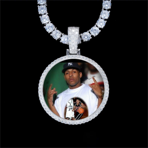 925S & VVS Moissanite 3D Circle Custom Picture Pendant