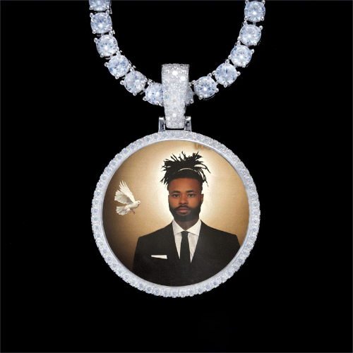 925S & VVS Moissanite 3D Circle Custom Picture Pendant