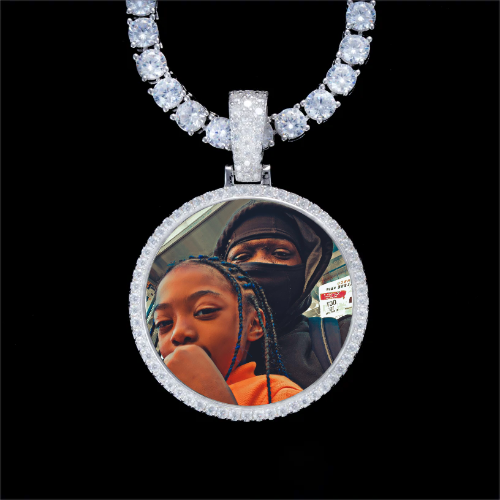 925S & VVS Moissanite 3D Circle Custom Picture Pendant