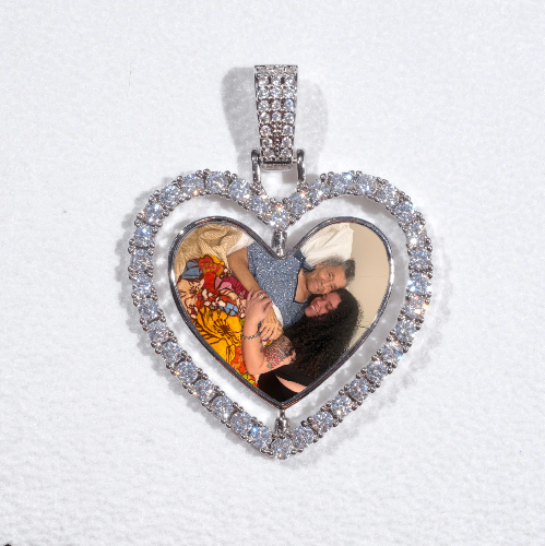 3D Spinning 2-Faced Heart Custom Picture Pendant
