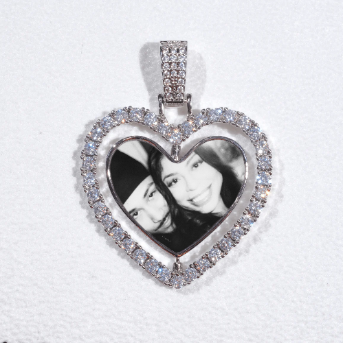 3D Spinning 2-Faced Heart Custom Picture Pendant